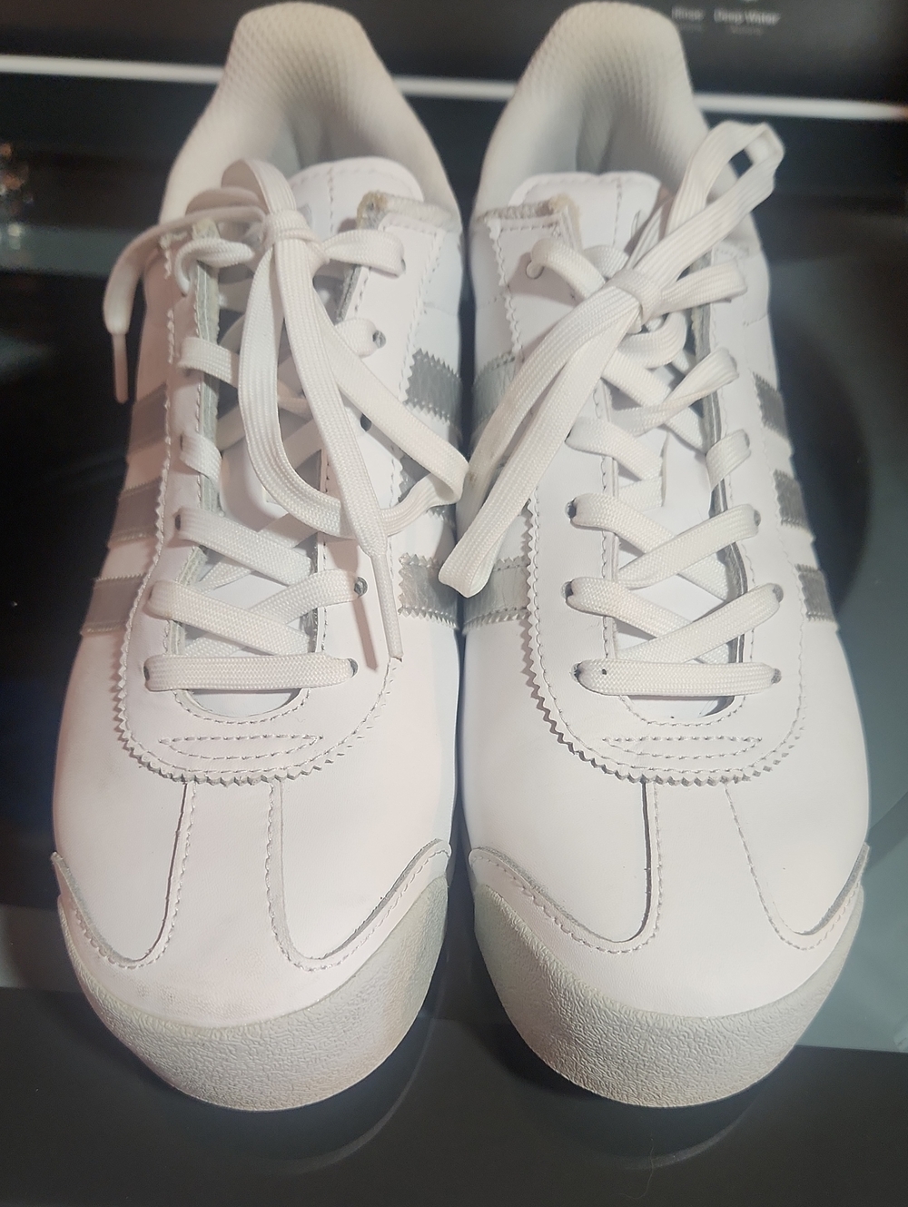adidas White Sneakers with Gray Stripes Low-Top Lace-Up